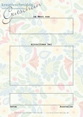 Postkarte Gutschein, Blumenornament