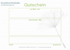 Postkarte Gutschein, Pusteblume auf Grn