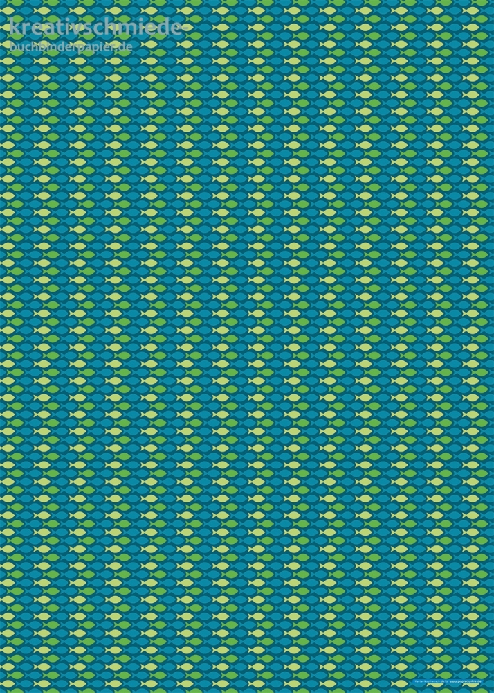 Geschenkpapier Kleine Fische, Grn auf Blau