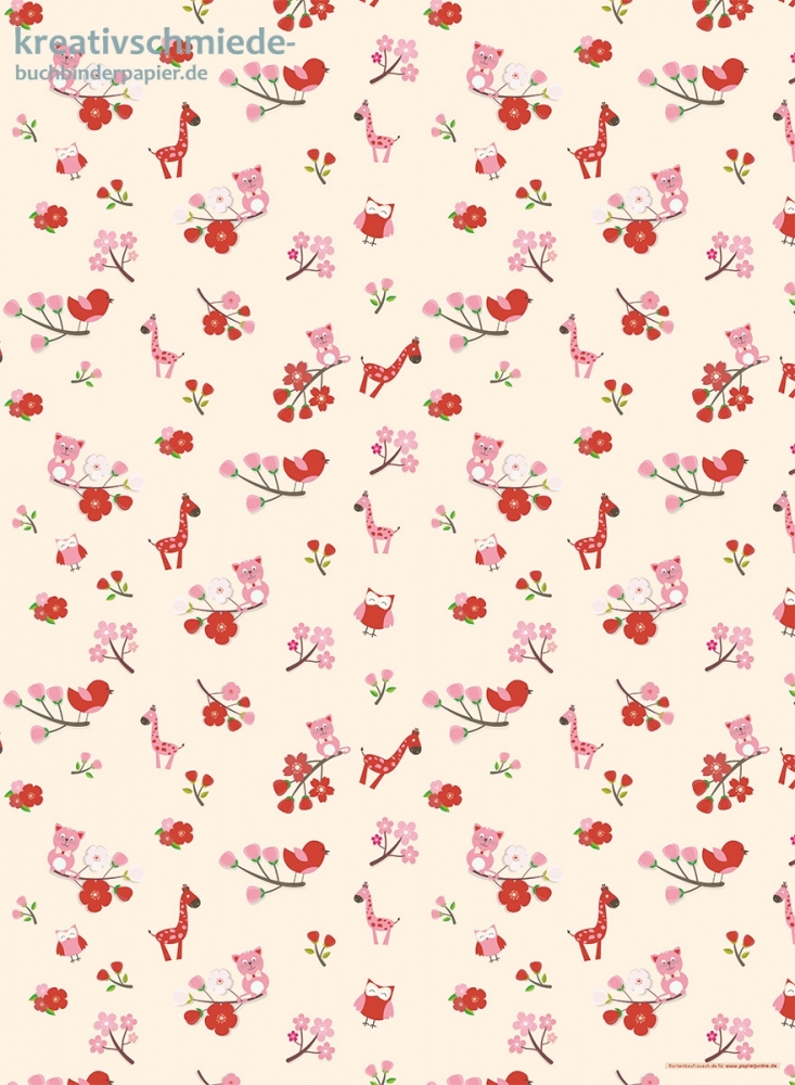 Geschenkpapier Giraffe & Freunde, Rosa