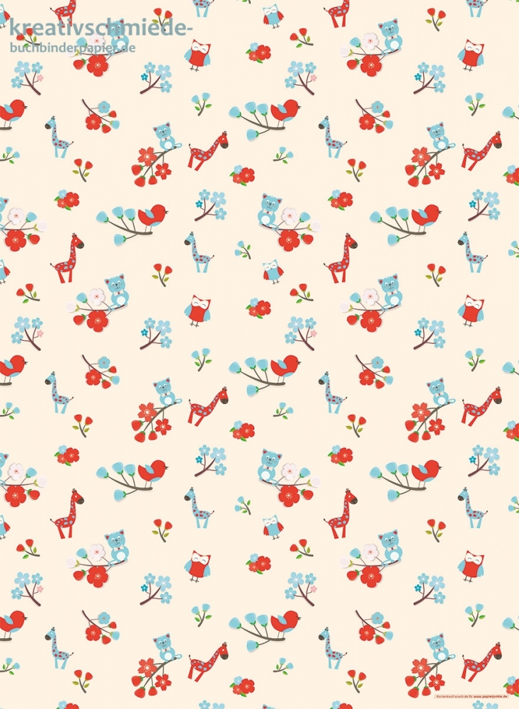 Geschenkpapier Giraffe & Freunde, Blau