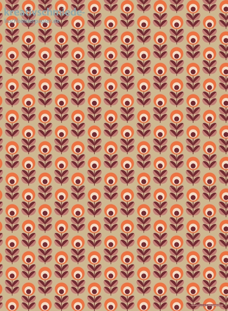 Geschenkpapier Retro-Blumen auf Beige