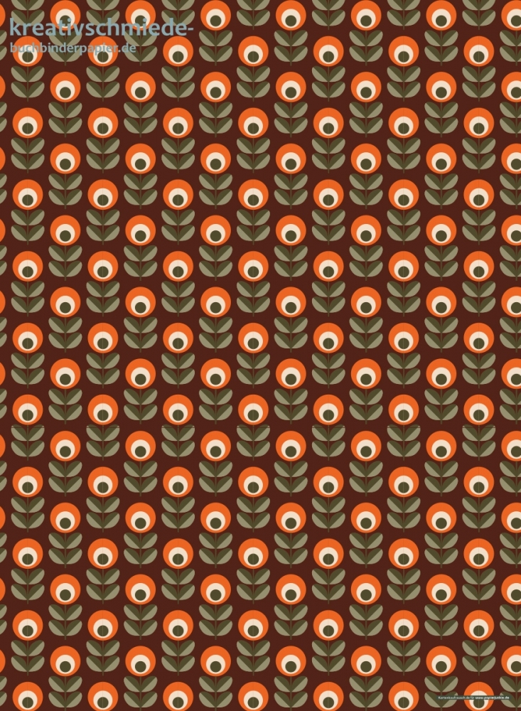 Geschenkpapier Retro-Blumen auf Braun