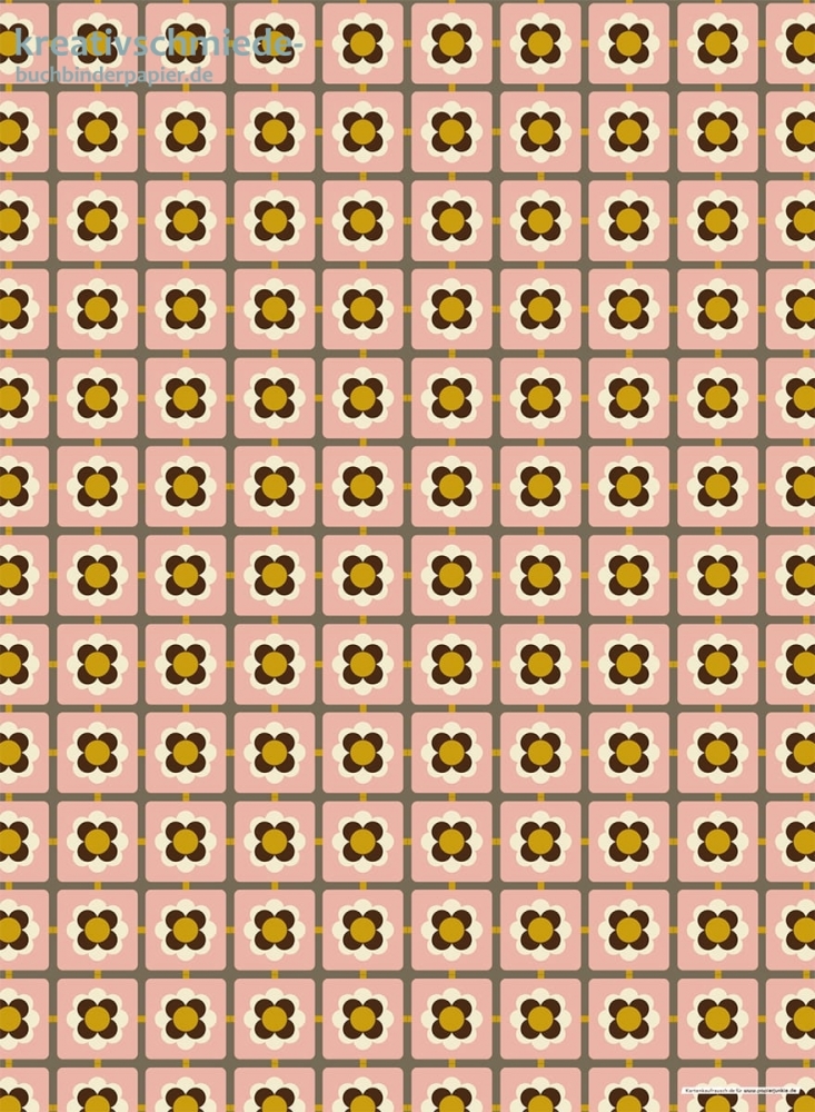 Geschenkpapier Retro-Blte auf Kachel, rosa