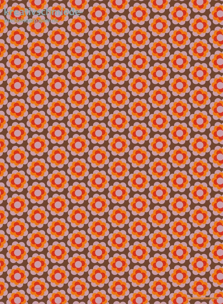 Geschenkpapier Retro-Blte, lila/rot