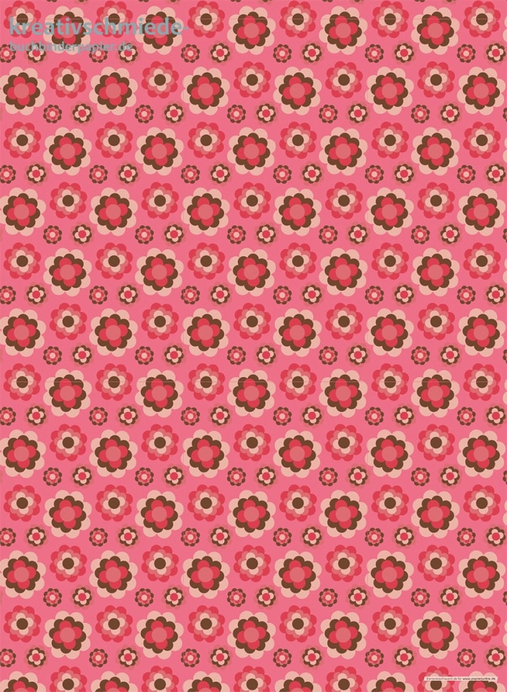 Geschenkpapier Retro-Blten auf Pink