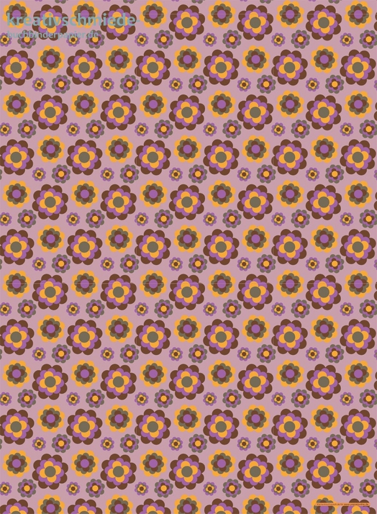 Geschenkpapier Retro-Blten auf Lila