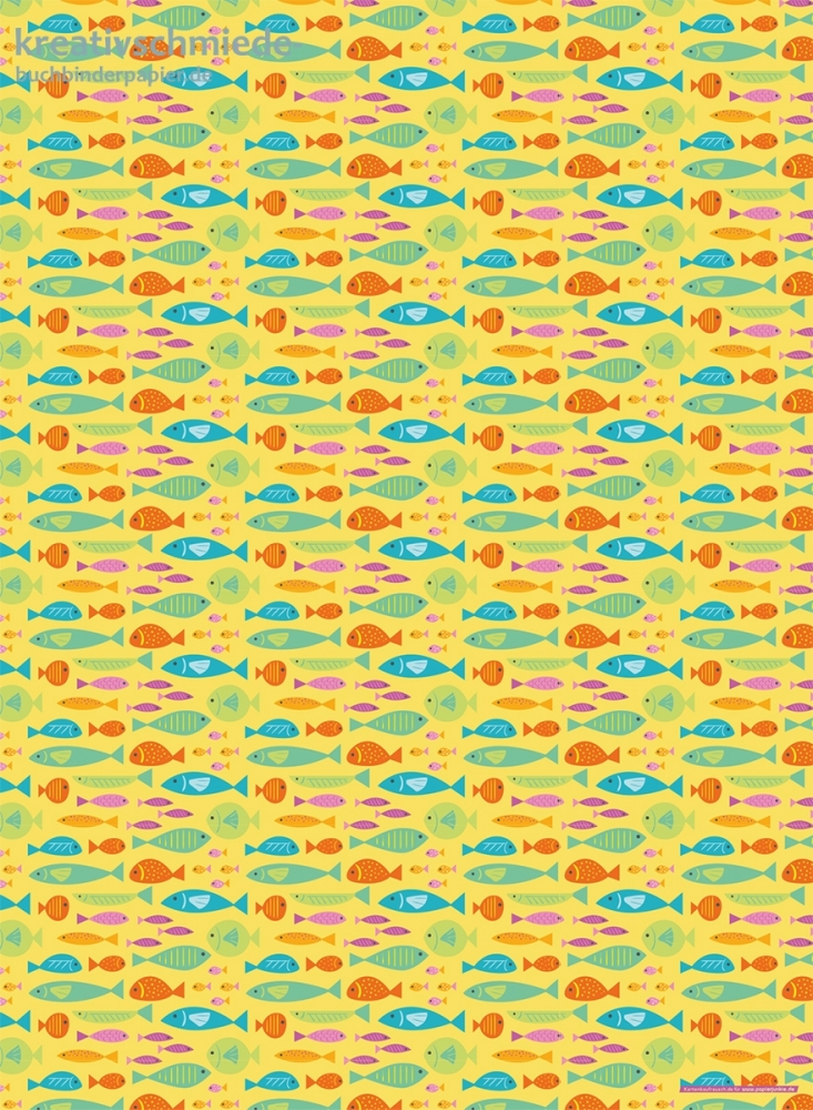 Geschenkpapier Bunte Fische auf Gelb
