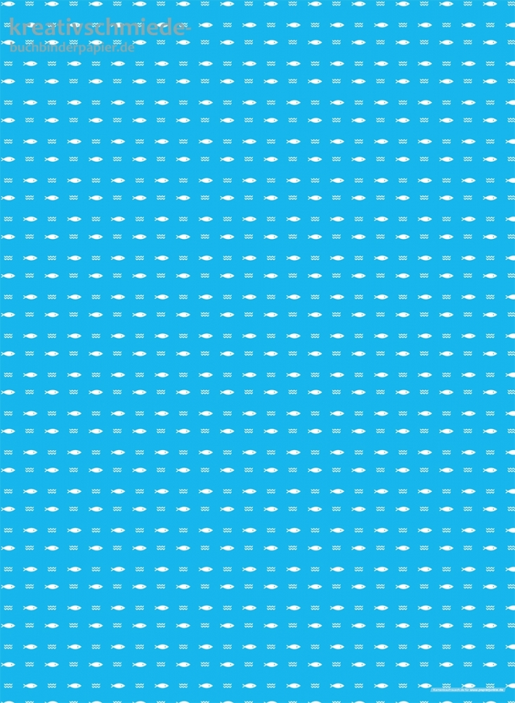 Geschenkpapier Fische und Wellen auf Blau