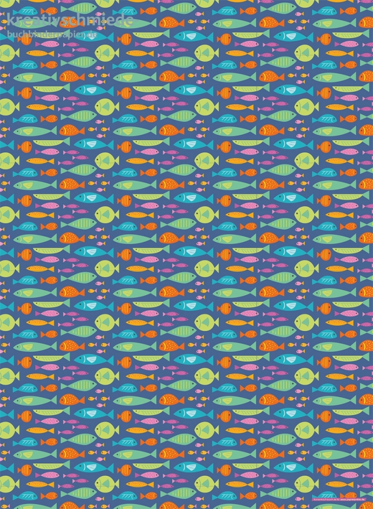 Geschenkpapier Bunte Fische auf Blau