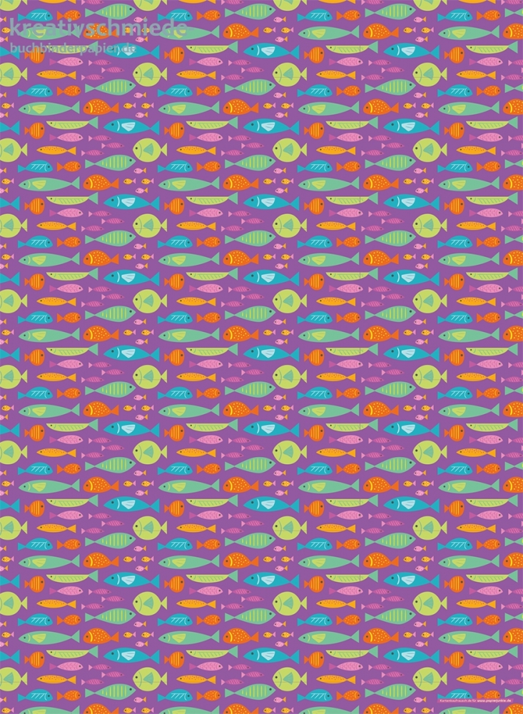Geschenkpapier Bunte Fische auf Lila