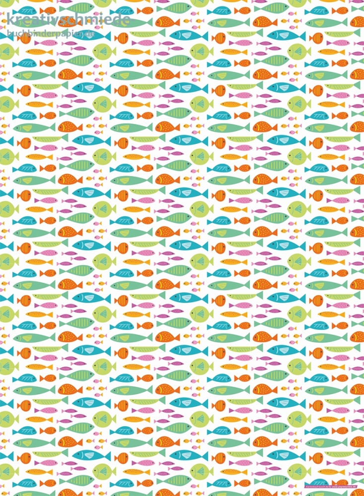 Geschenkpapier Bunte Fische auf Wei