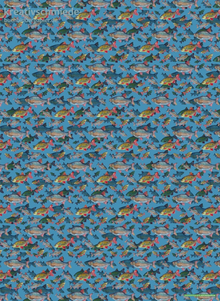 Geschenkpapier Meeresfische auf Blau