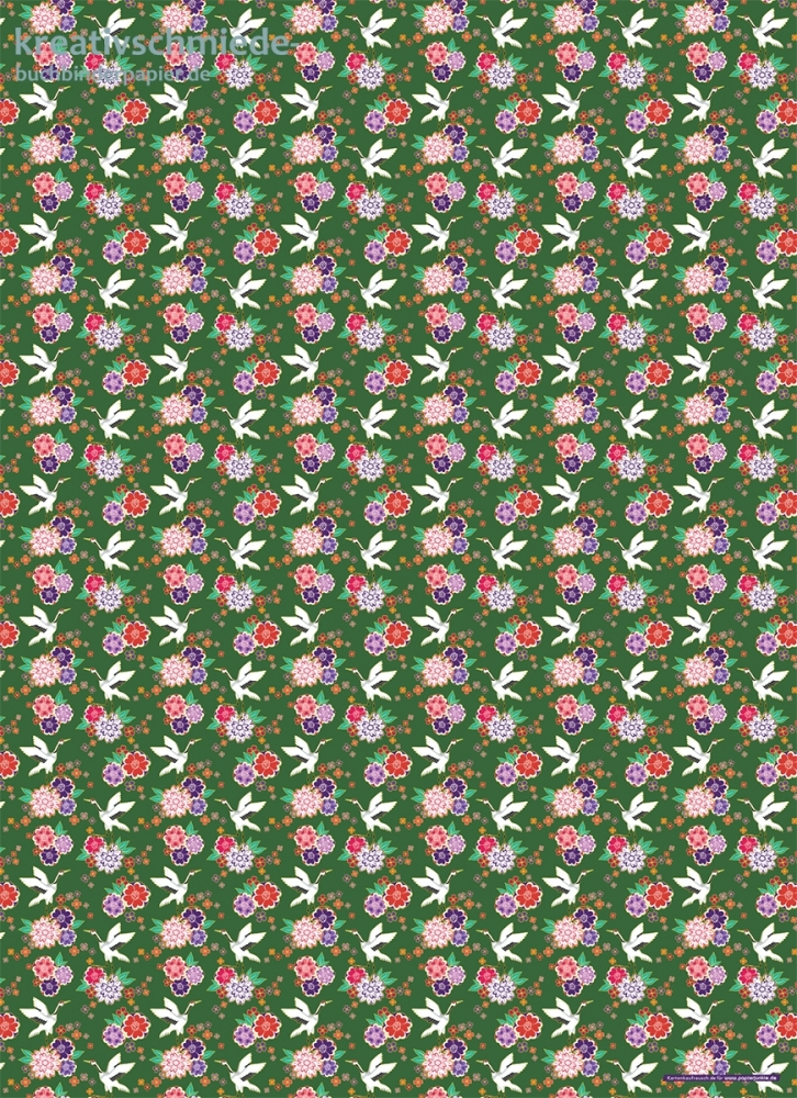 Geschenkpapier Kranich & Blumen