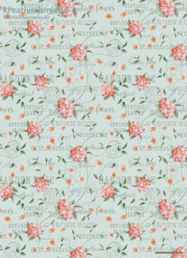 Geschenkpapier Garden Rose auf Blau