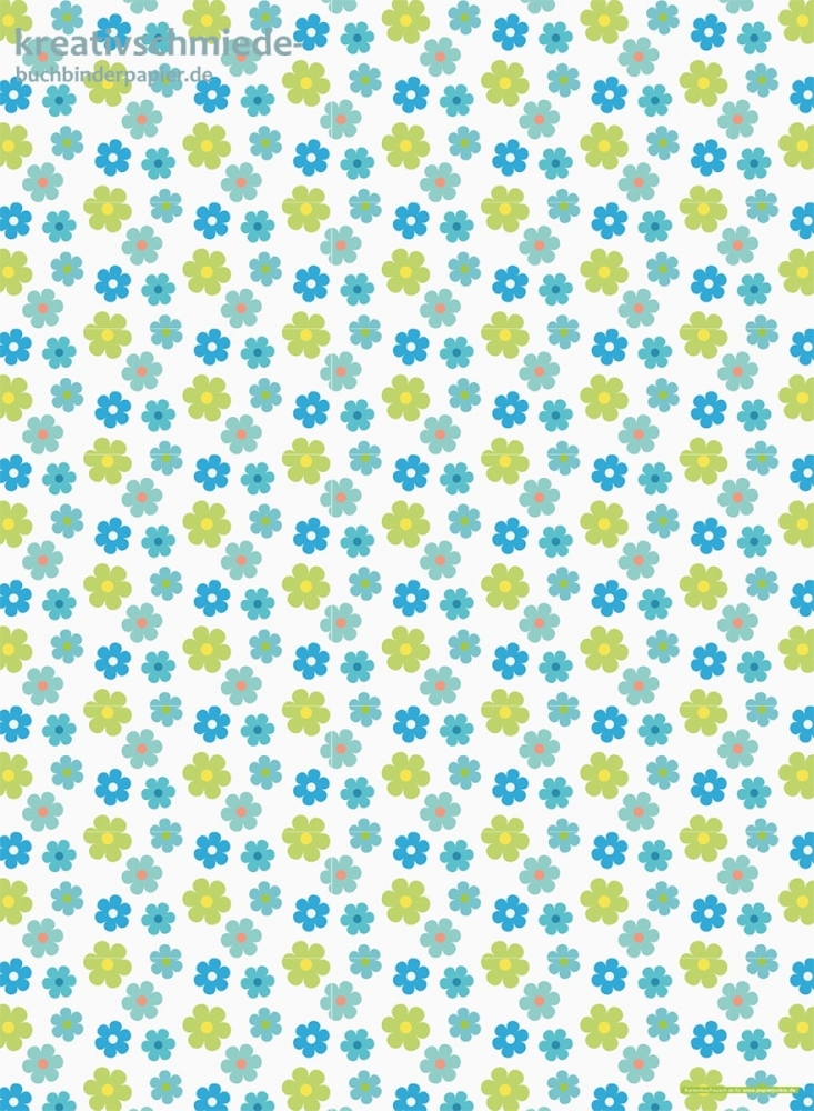 Geschenkpapier Blmchen, grn/blau