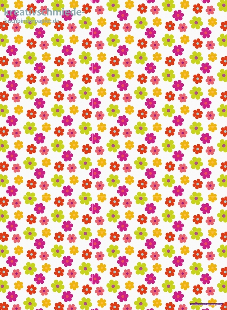 Geschenkpapier Blmchen, grn/pink