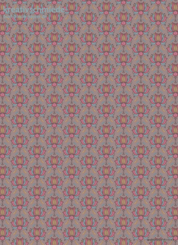 Geschenkpapier Indische Blume auf Braun / auf Rot