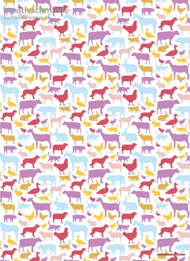 Geschenkpapier Bauernhoftiere, lila