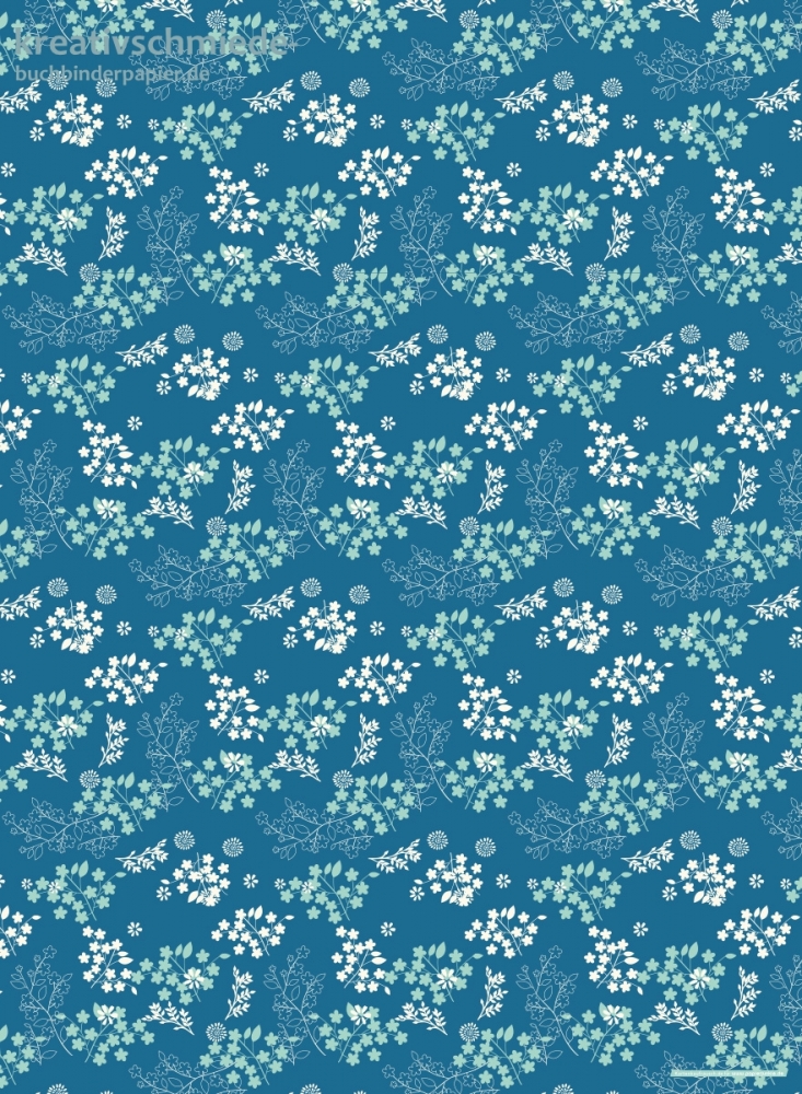 Geschenkpapier Bltenzweige auf Blau