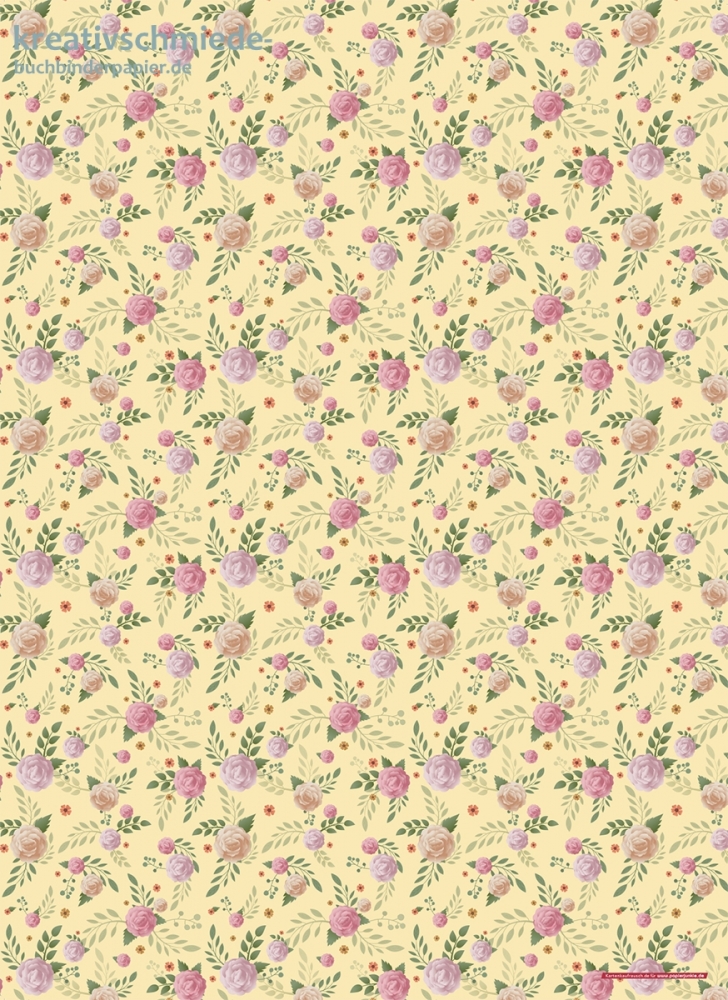 Geschenkpapier Rosen auf Gelb