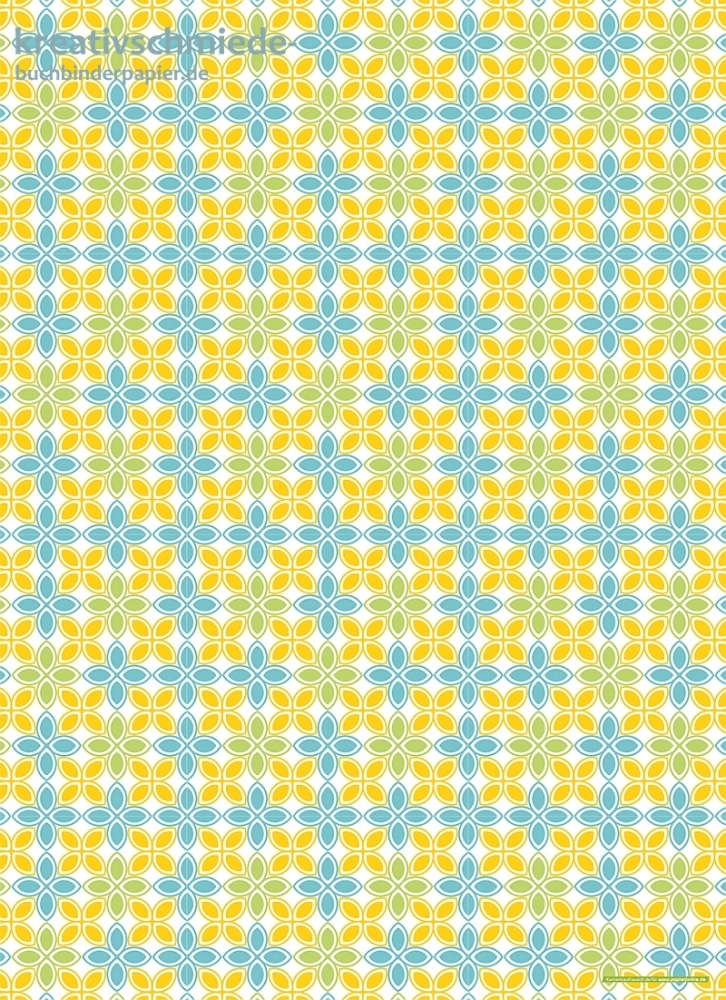 Geschenkpapier Blume, blau/gelb