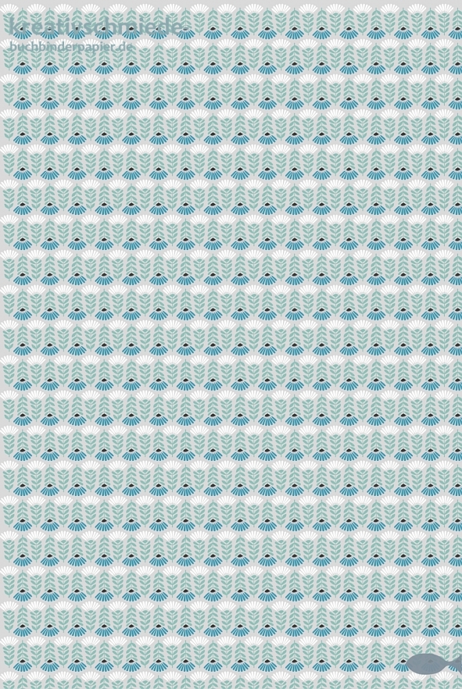 Geschenkpapier Blumenfeld, Blau auf Hellgrau