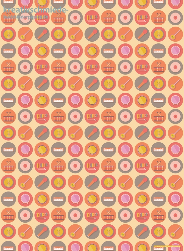 Geschenkpapier Musik-Spots auf Gelb