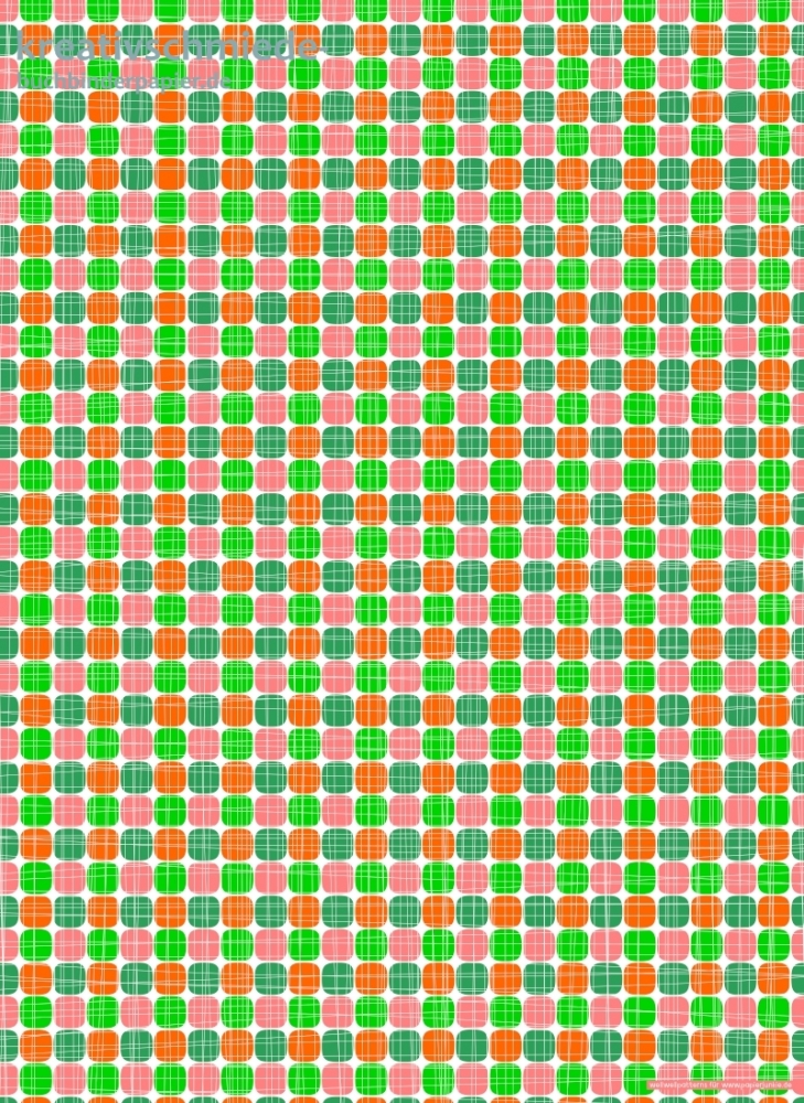 Geschenkpapier Karos + Linien schmal, grn/orange