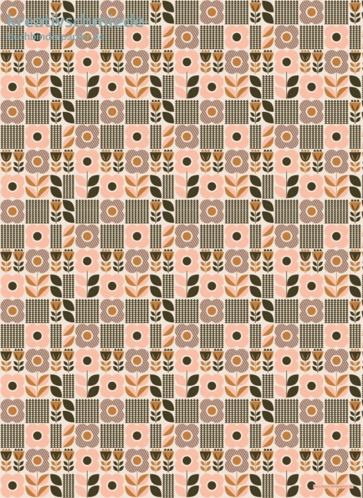Geschenkpapier Florale Elemente, rosa/braun