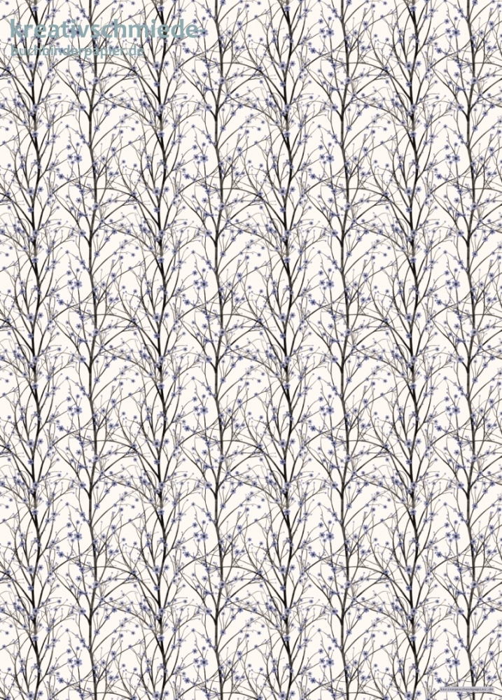 Geschenkpapier Kirschblte, blau