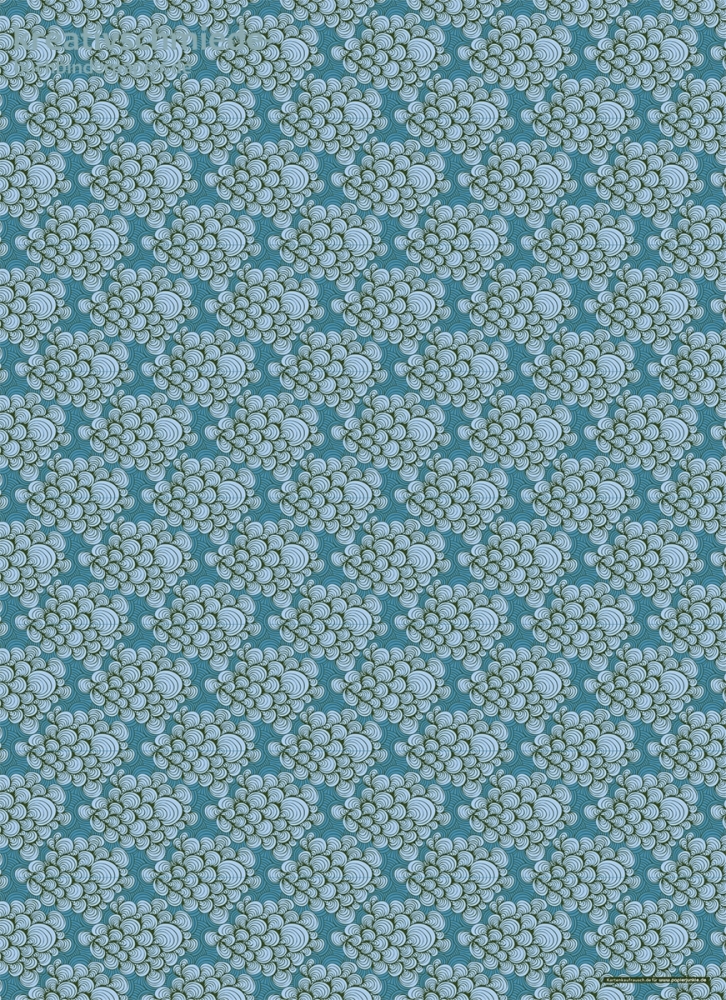 Geschenkpapier 70er Wolken, blau