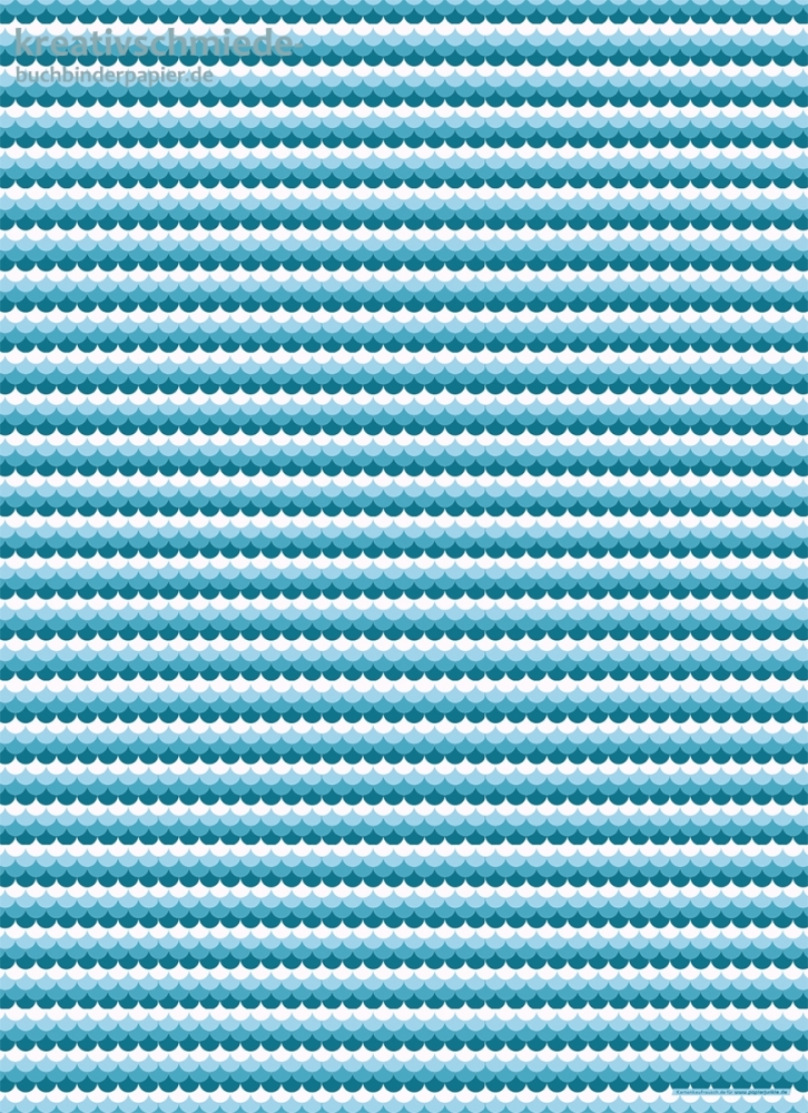 Geschenkpapier Wolken-Wellen, blau/wei
