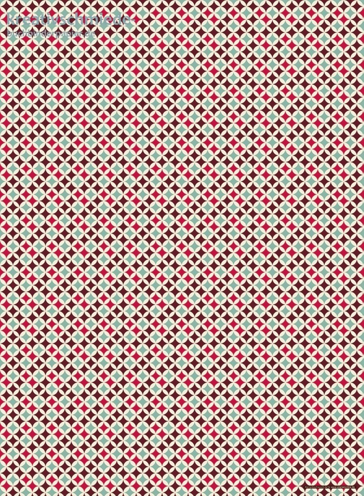 Geschenkpapier Retro Muster, rot/blau