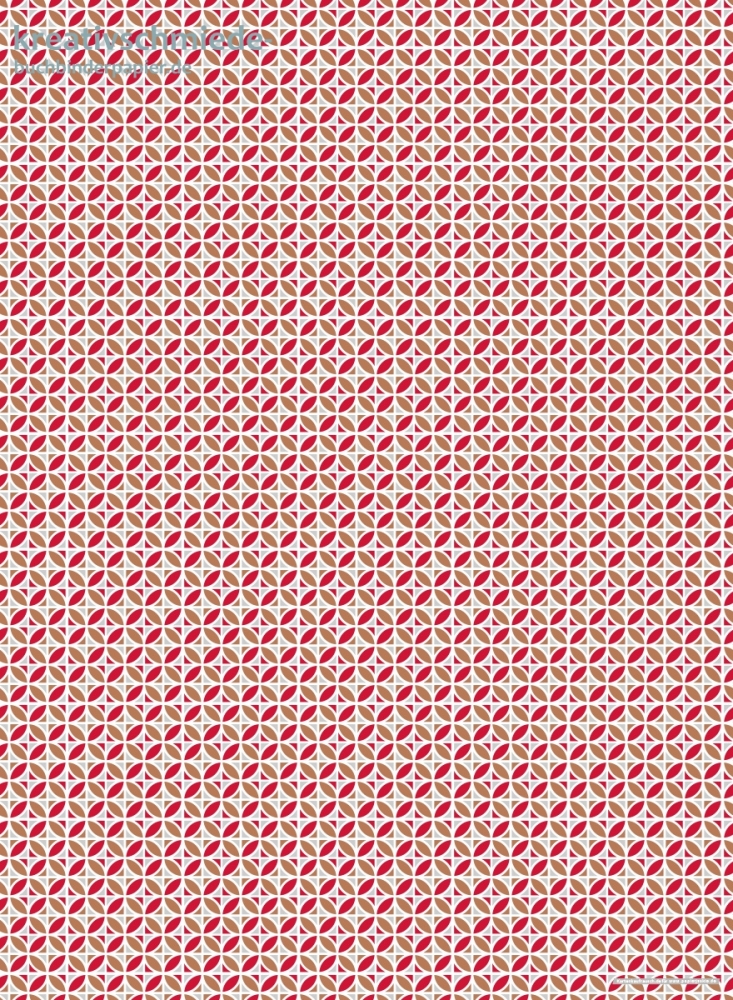 Geschenkpapier Kreisornament, rot/braun/blaugrau