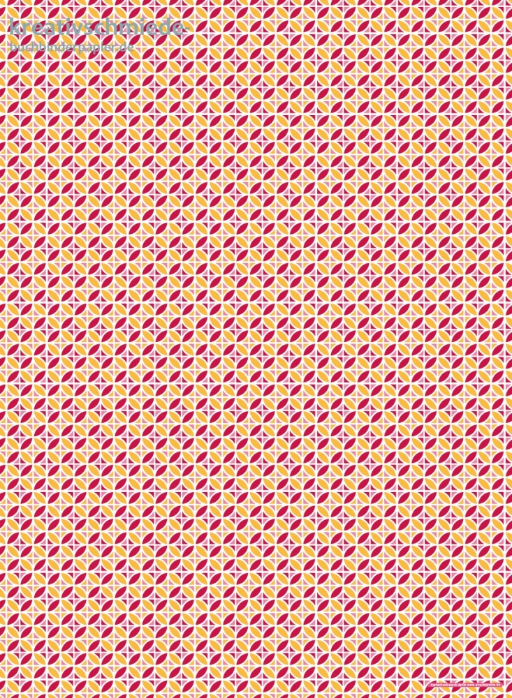 Geschenkpapier Kreisornament, rot/gelb/pink