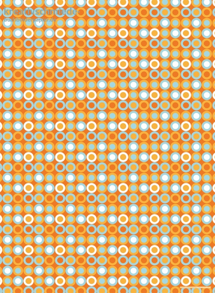 Geschenkpapier Retro-Ringe, Blau auf Orange