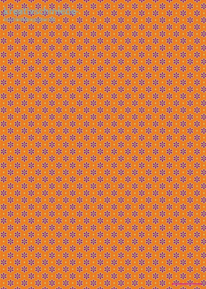 Geschenkpapier Blten, Lila auf Orange