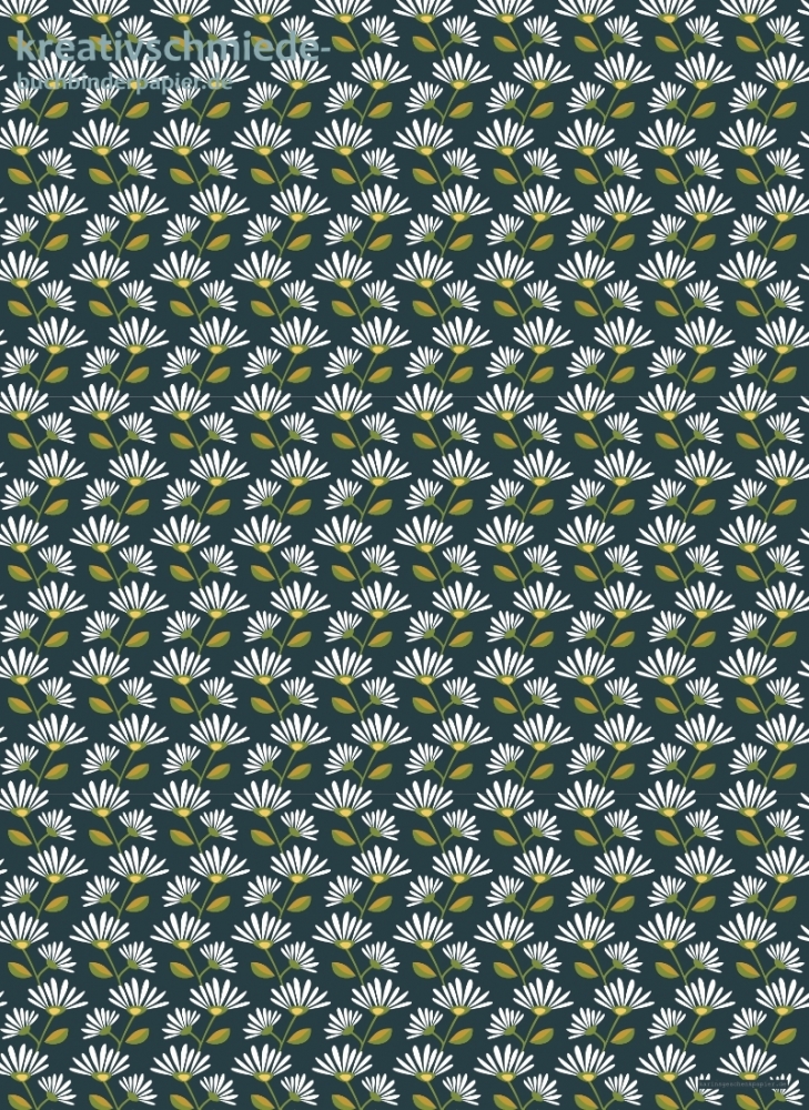 Geschenkpapier Sommerblumen auf Dunkelblau