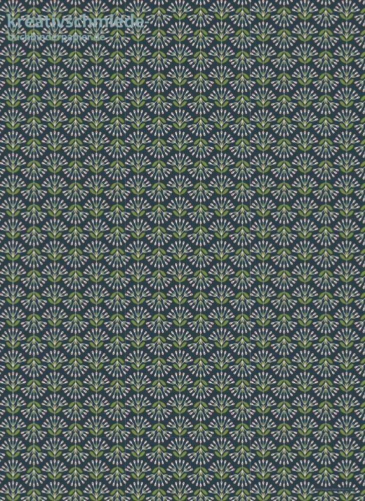 Geschenkpapier Bogenblume, blau