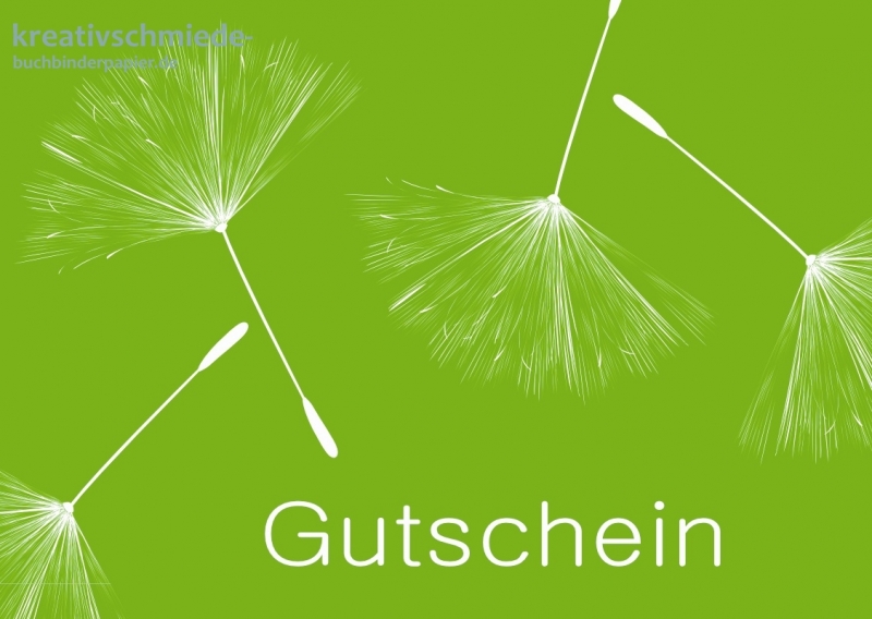 Postkarte Gutschein, Pusteblume auf Grn
