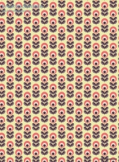 Geschenkpapier Retro-Blumen auf Gelb