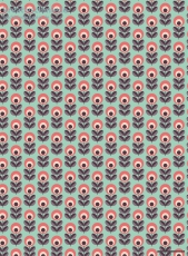Geschenkpapier Retro-Blumen auf Grn