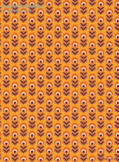 Geschenkpapier Retro-Blumen auf Orange/Aubergine