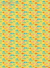 Geschenkpapier Bunte Fische auf Gelb