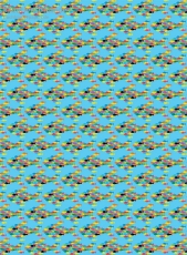 Geschenkpapier Fischschwarm auf Blau (R*)