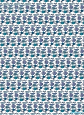Geschenkpapier Fische blau/grn auf Wei