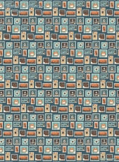 Geschenkpapier Kaffee, Briefmarken auf Blau