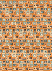 Geschenkpapier Kaffee, Briefmarken auf Orange