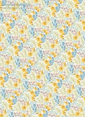 Geschenkpapier Blumen & Zweige, gelb/blau